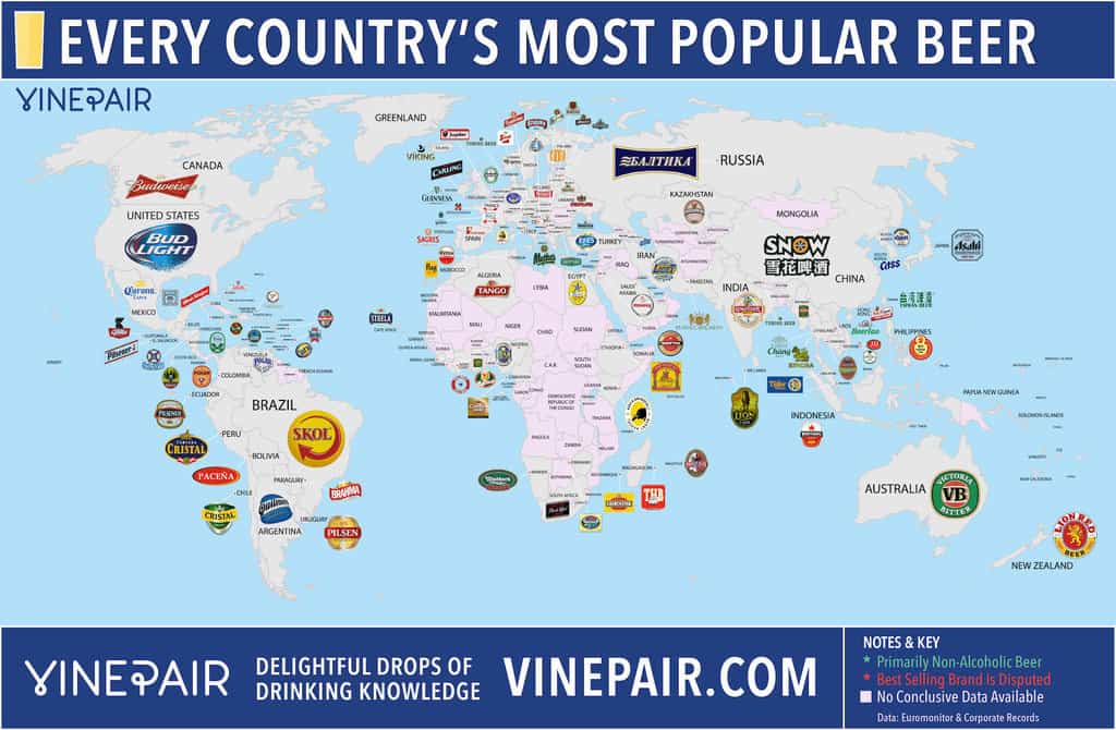 Mapa mundial de la cerveza: Estas son las marcas de cerveza más populares de cada país