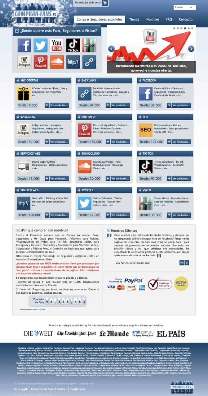 Comprar-fans.es - Compra y venta de seguidores reales de España
