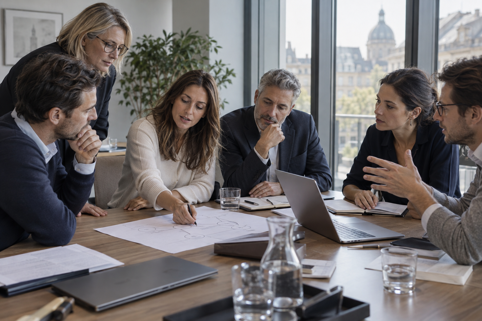 Flin & Asociados | FLIN.pro | Consultoría | España y Latinoamérica Un equipo de profesionales desarrolla ideas en una reunión